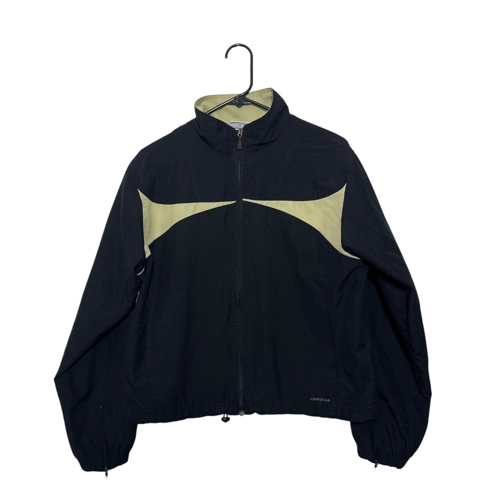 Reebok Vintage 90's Athleisure Black Green Full Zip Track Jacket Women's Medium‎